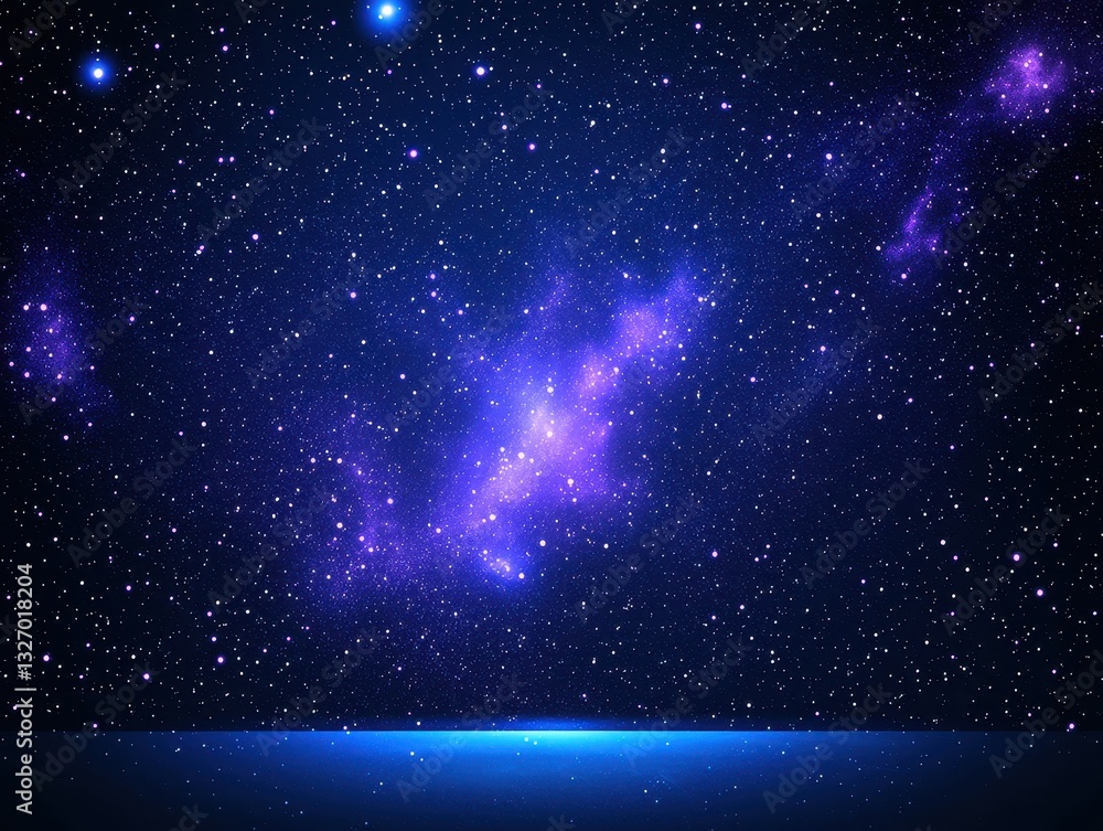 Fototapeta premium Stunning cosmic landscape featuring a vibrant purple nebula against a starry night sky