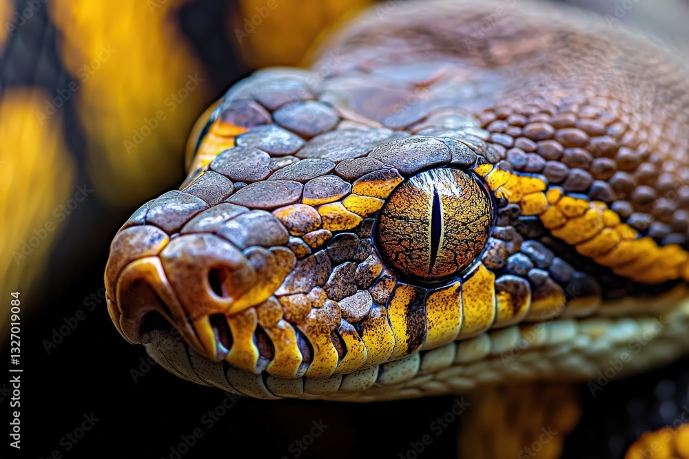 A highly detailed macro of a python's eye reflecting a jungle scene A highly detailed macro of a python's eye reflecting a jungle scene