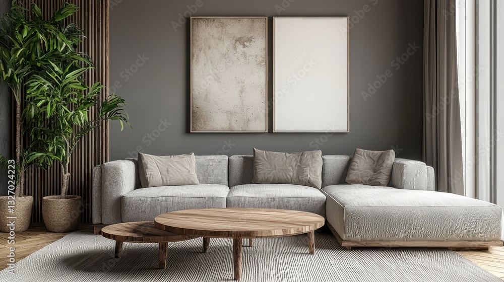 Fototapeta premium Interior of living room with sofa rendering 
