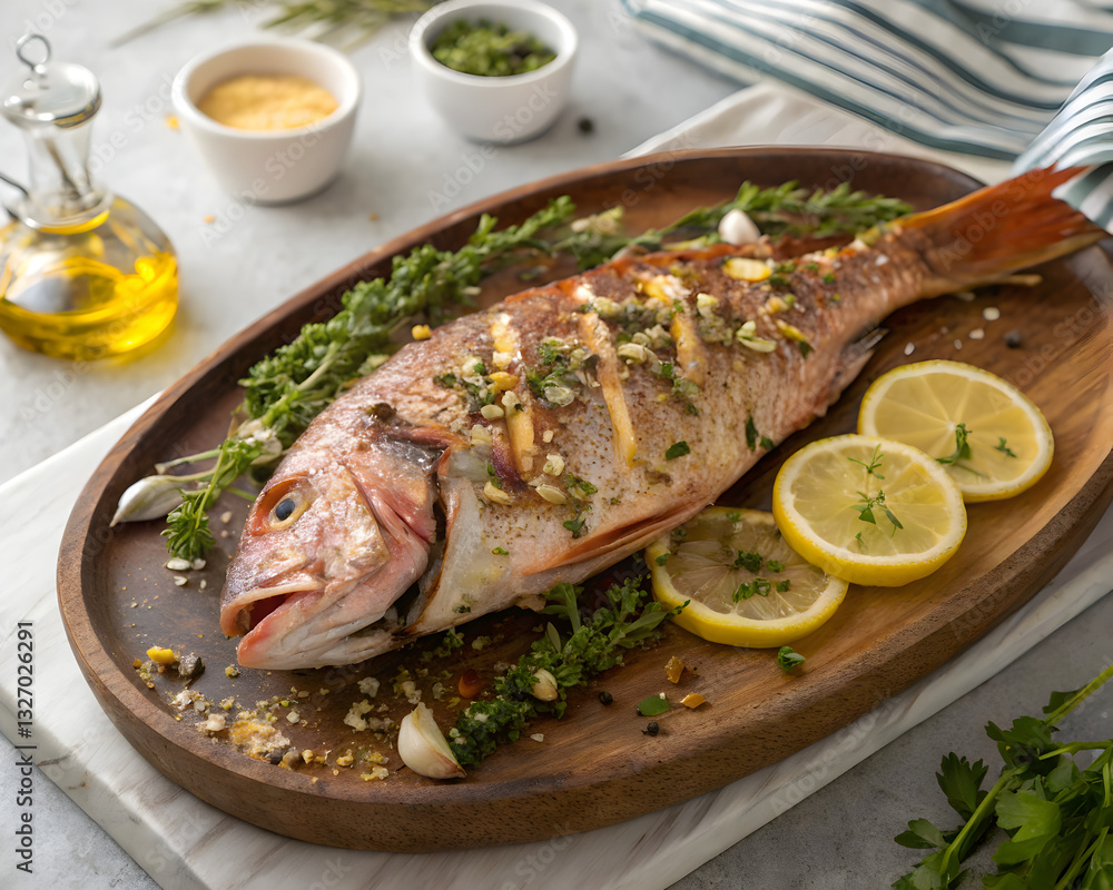 Mediterranean-Style Baked Red Snapper with Herbs and Citrus Mediterranean-Style Baked Red Snapper with Herbs and Citrus