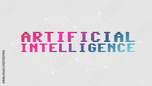 Artificial intelligence. Deep learning. Smart digital technology. AI vector for science, web design, business. Triangle network pattern. Pink blue gradient illustration