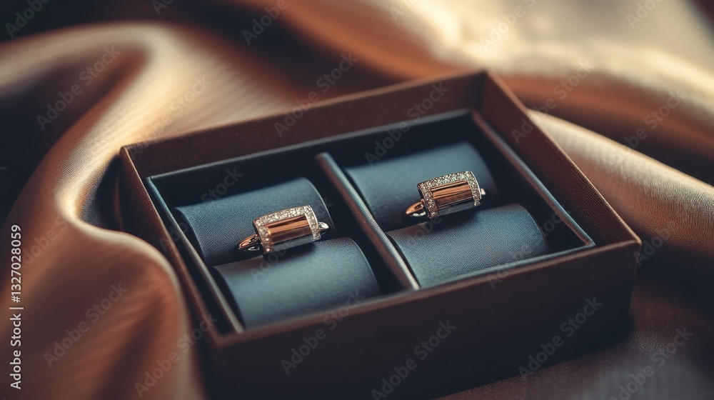 Elegant Diamond Studded Rings in Luxurious Presentation Box Elegant Diamond Studded Rings in Luxurious Presentation Box