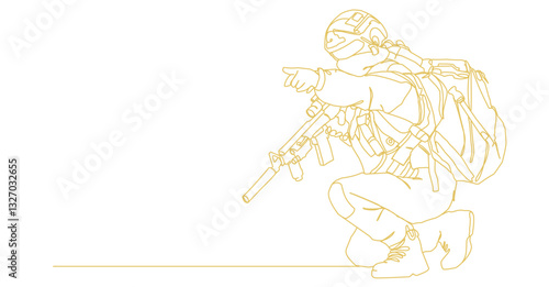 Line art illustration of a soldier