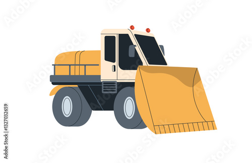 Bulldozer, heavy industrial vehicle. Loader, digger transport with big bucket...