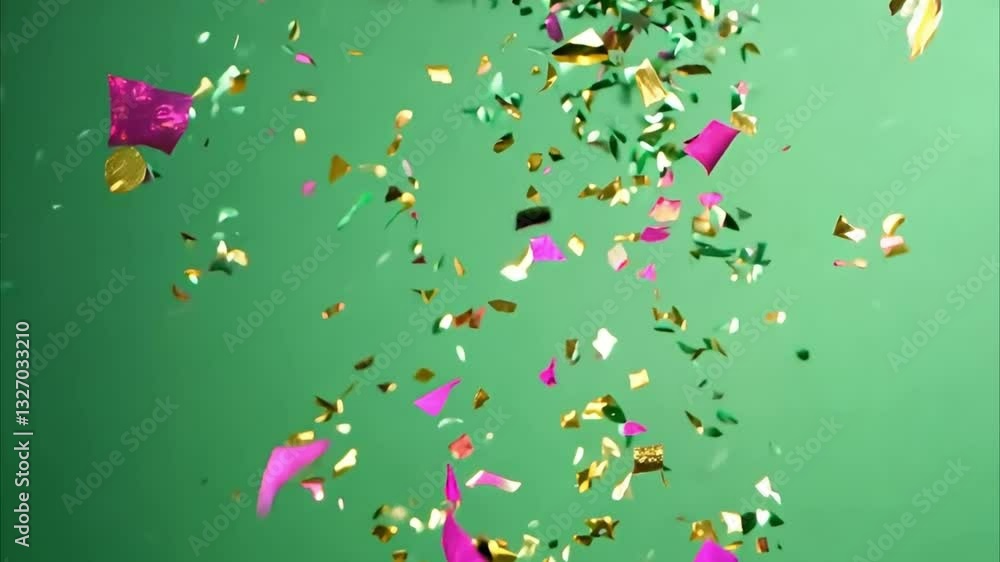 Colorful Falling Confetti Animation on Green Screen Background Colorful Falling Confetti Animation on Green Screen Background