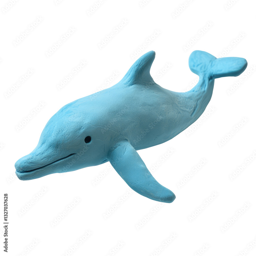 Fototapeta premium Blue Playdough Dolphin Sculpture on a Solid Transparent background for Creative Projects and Educational Use