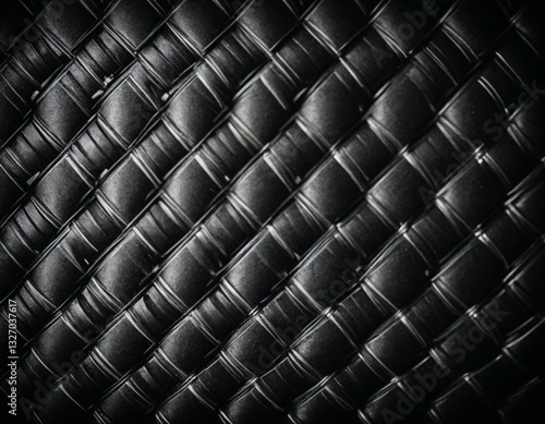 Detailed Close-Up of a Dark Woven Carbon Fiber-Like Material, Suitable for Representing Technology, Automotive, or High-Performance Concepts photo