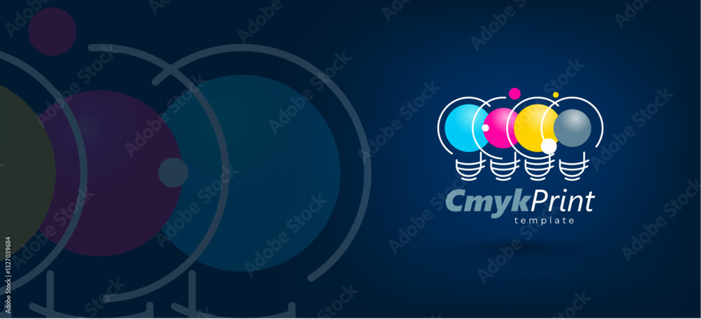Obraz premium Logo Lamp СMYK Print theme. Template design vector. Black background.