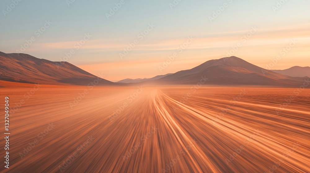Naklejka premium Blurry desert streaks in fiery orange and shimmering silver plain background
