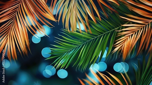 Beautiful palm leaves texture. Selective focus.