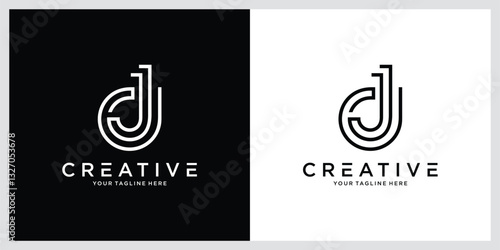 Initial DJ Logo Design Vector template