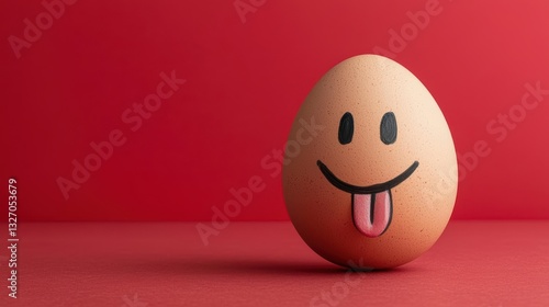 Wallpaper Mural Eggshell with a scribbled face showing a tongue sticking out, fun and mischievous character Torontodigital.ca