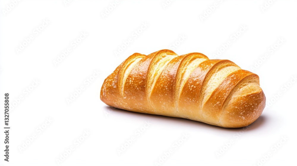 Freshly baked artisan bread loaf on a white background Freshly baked artisan bread loaf on a white background