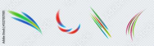 Bright colored pattern elements in the form of curls on a transparent background. Set of color abstract wave design element.