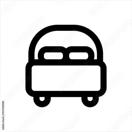 A simple illustration of a bed, perfect for representing hotels, bedrooms, or sleep.