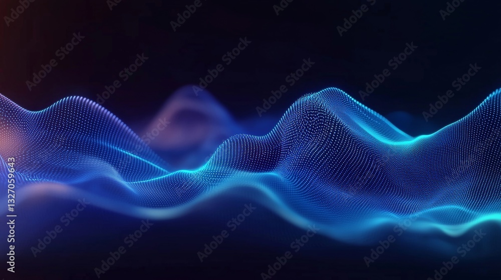 Fototapeta premium Luminescent blue data waves radiate across a cyber inspired background
