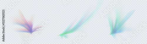 Bright colored pattern elements in the form of curls on a transparent background. Set of color abstract wave design element.