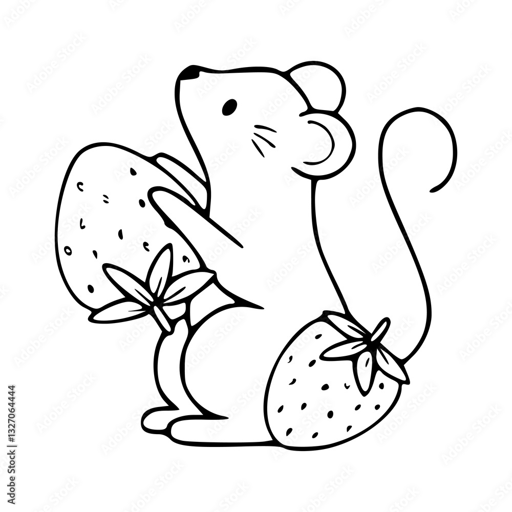Fototapeta premium cute mouse with strawberries vector