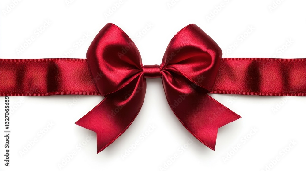 Fototapeta premium Elegant Red Ribbon Bow for Holiday Decor