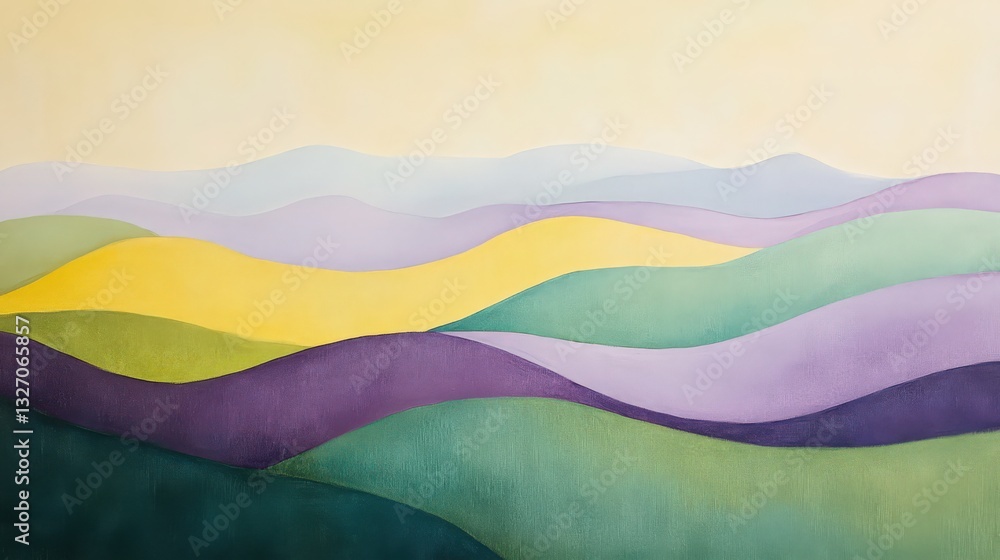 Abstract landscape with rolling hills in calming pastel watercolor hues Abstract landscape with rolling hills in calming pastel watercolor hues