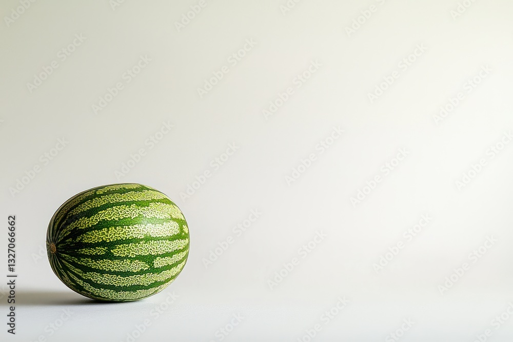 Minimalist watermelon composition casting soft shadows against a clean white canvas creating a serene and vibrant mood Minimalist watermelon composition casting soft shadows against a clean white canvas creating a serene and vibrant mood