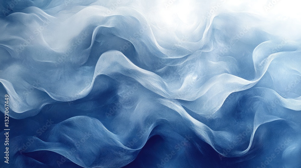 Obraz premium Blue silk fabric waves, abstract background, elegant texture, design element