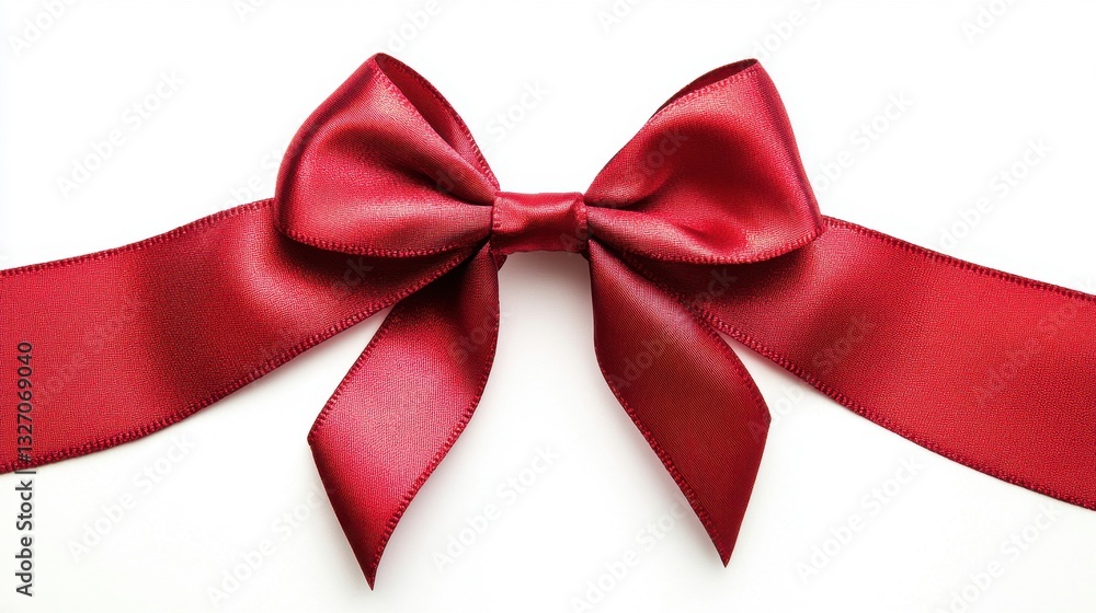 Fototapeta premium Elegant Red Ribbon Bow with Flowing Ends