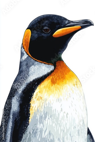 Wallpaper Mural Captivating king penguin portrait with striking colors and intricate details against a clean white backdrop Torontodigital.ca