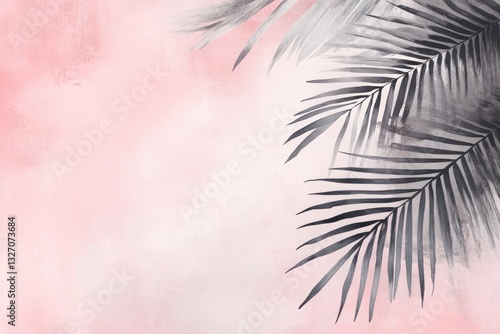 Pink watercolor background, palm leaves, corner design, summer vibe, website banner