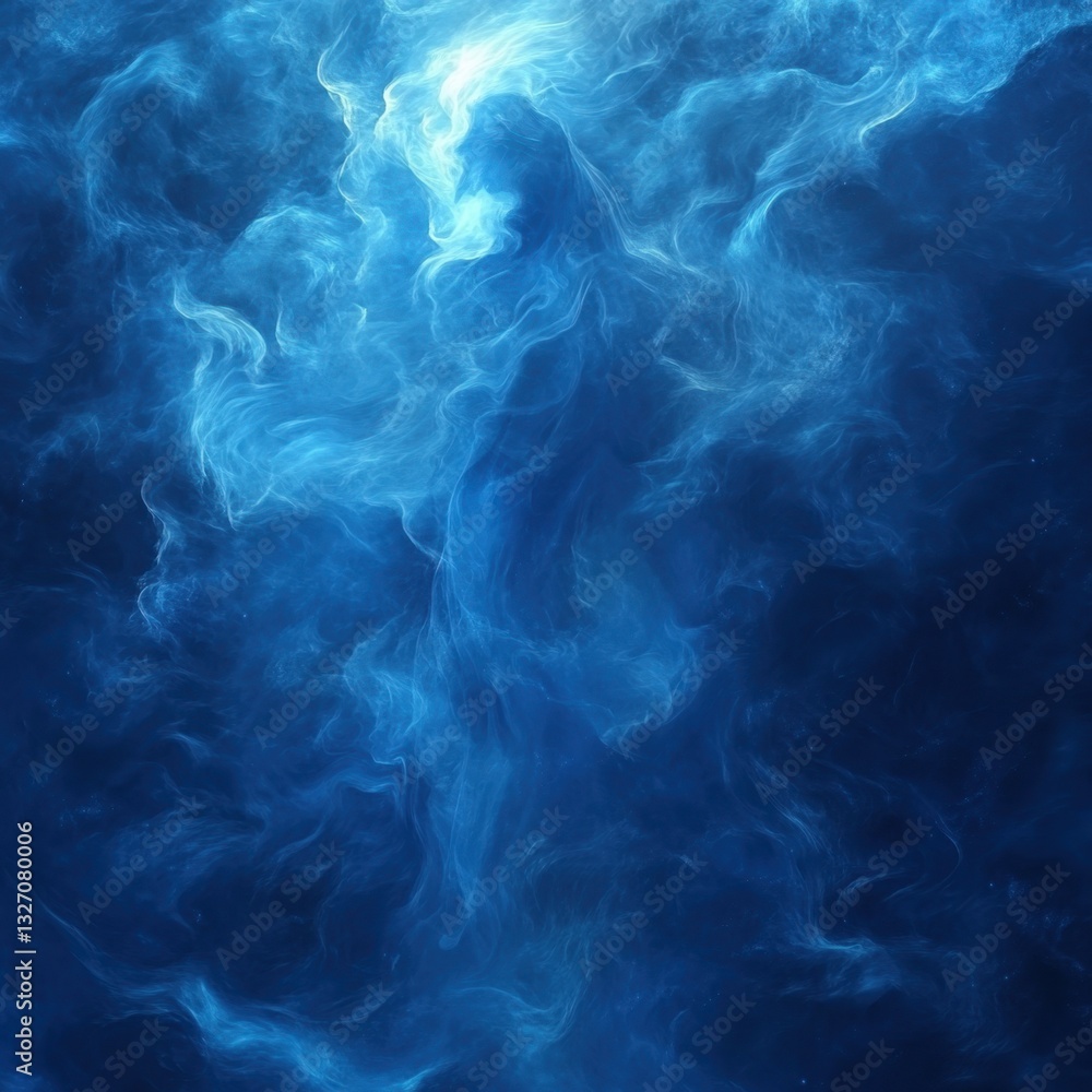 Obraz premium Ethereal blue nebula cloudscape with swirling smoke and light creating a dreamy cosmic atmosphere