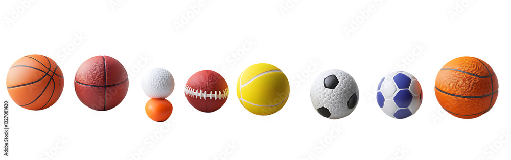 Fototapeta premium Set of various sports balls on white background, basketball, kasi, bowling. design elements