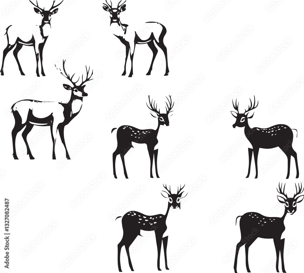 Fototapeta premium Deer silhouette vector isolated on white background