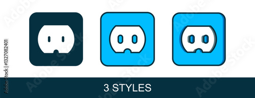 Filled outline Electrical outlet icon isolated on white background. Power socket. Rosette symbol. Vector