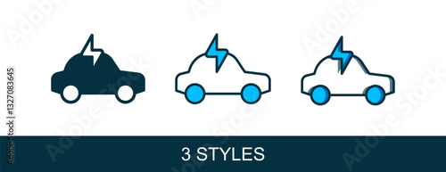 Filled outline Electric car and electrical cable plug charging icon isolated on white background. Renewable eco technologies. Vector