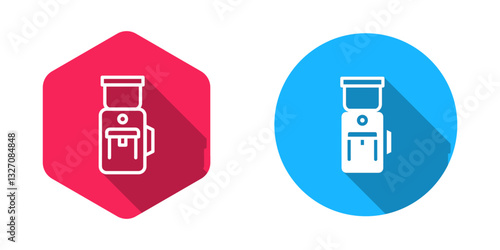 Filled and outline Electric coffee grinder icon isolated with long shadow background. Vector