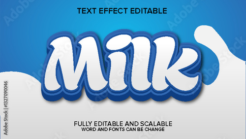 3d text effect milk vector editable