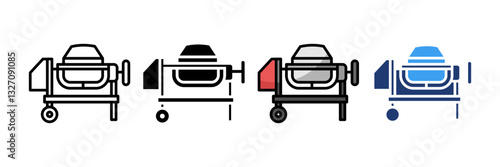 Cement Mixer  Icon Set Multiple Style Collection