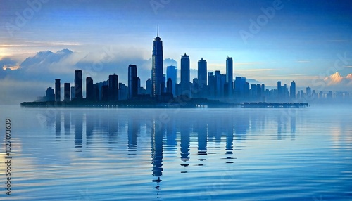 Wallpaper Mural A city skyline is reflected in the water at sunrise. Torontodigital.ca