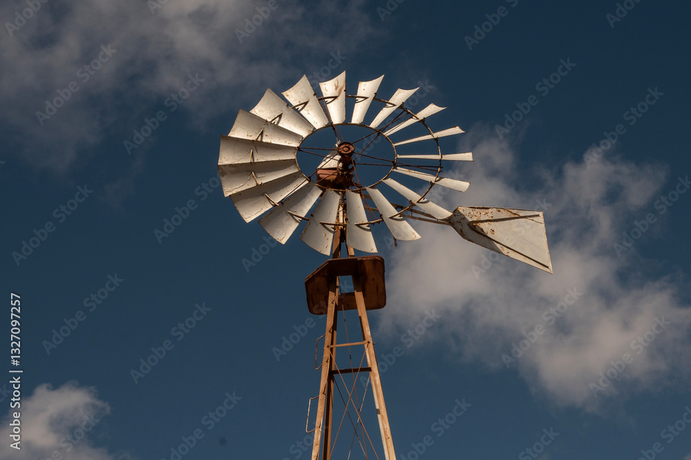 Antiguo Molino de viento en hierro para bombear el agua. Fuerteventura, La Oliva.