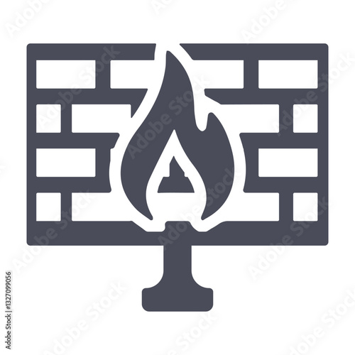 Firewall Network Security Icon – Digital Protection and Cyber Defense Symbol