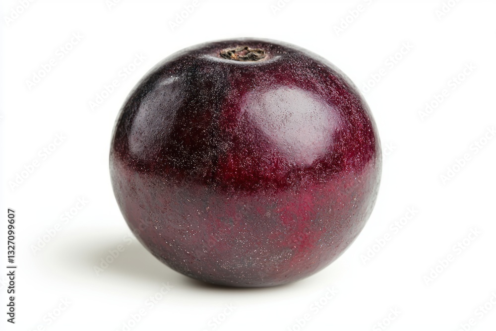 Close up of a single ripe jabuticaba fruit against a white backdrop conveying freshness and natural simplicity Close up of a single ripe jabuticaba fruit against a white backdrop conveying freshness and natural simplicity