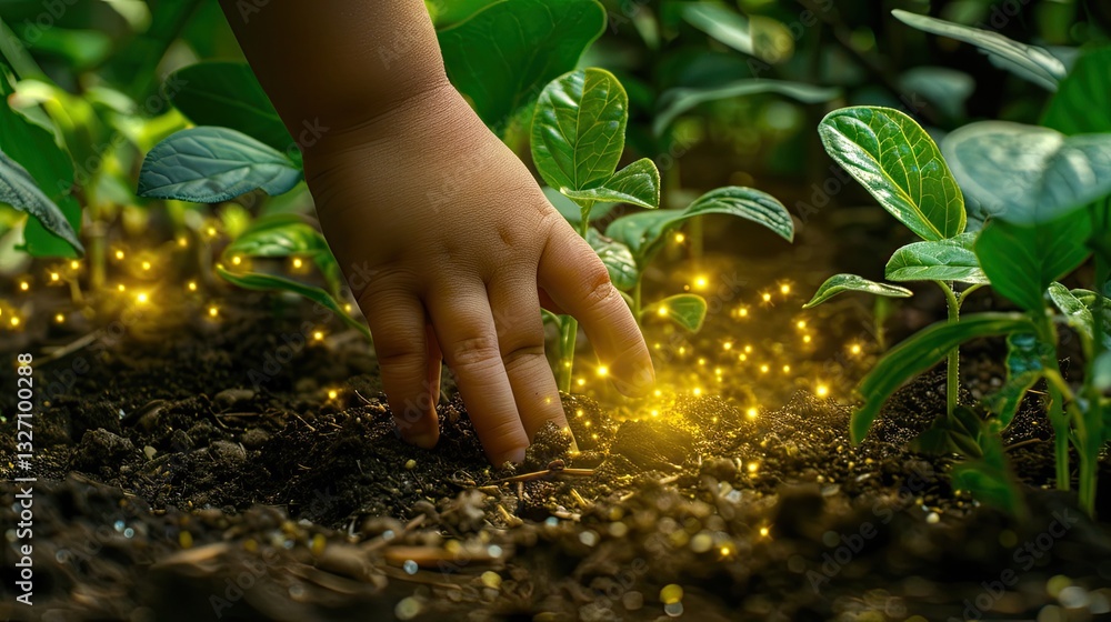 Fototapeta premium an enchanted seed that glows with golden light