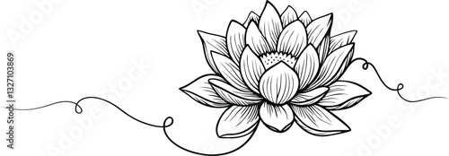 lotus lineart on transparent background