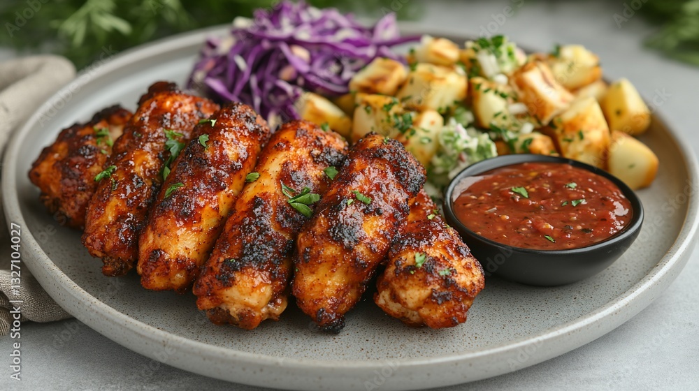 Roasted Chicken Wings, Side Dish, Plate Roasted Chicken Wings, Side Dish, Plate
