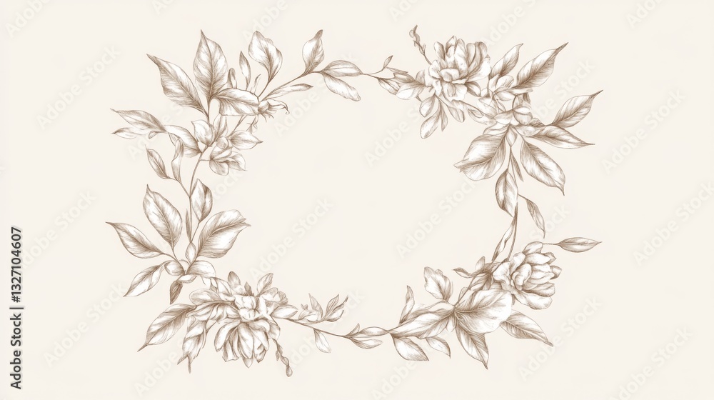 Elegant floral frame design featuring delicate magnolia blossoms for invitations and decor Elegant floral frame design featuring delicate magnolia blossoms for invitations and decor