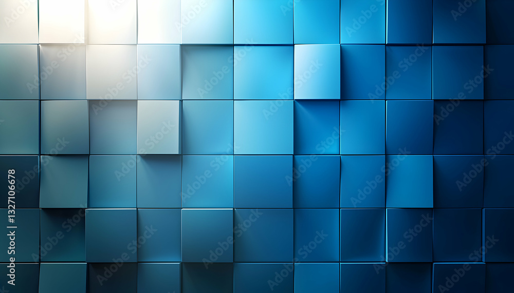 Abstract Geometric Surface with Blue Cubes and Light Gradient Abstract Geometric Surface with Blue Cubes and Light Gradient