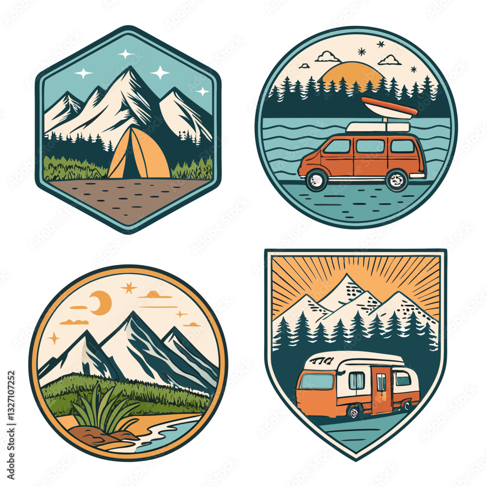 Obraz premium set of icons of mountain