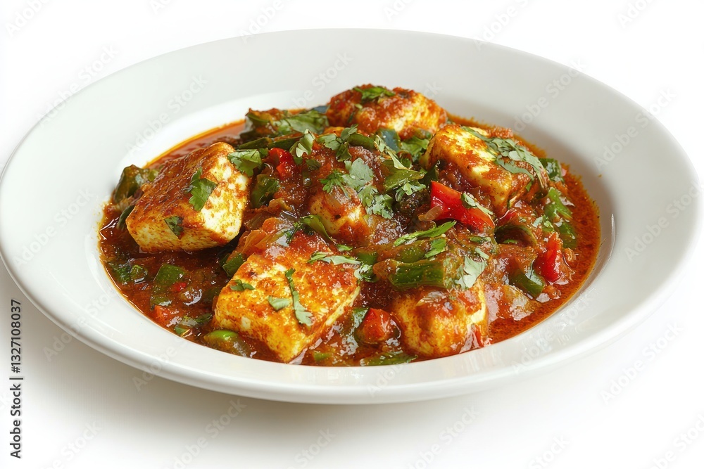 Close up capture of indian paneer chili in a bowl vibrant delicious and visually appealing appetizing dish presentation Close up capture of indian paneer chili in a bowl vibrant delicious and visually appealing appetizing dish presentation