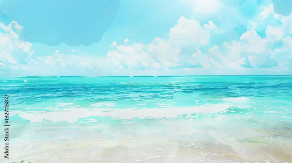 watercolor painting of ocean an a beach watercolor painting of ocean an a beach