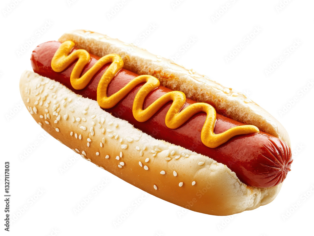 Isolated Hot Dog with Mustard Isolated Hot Dog with Mustard